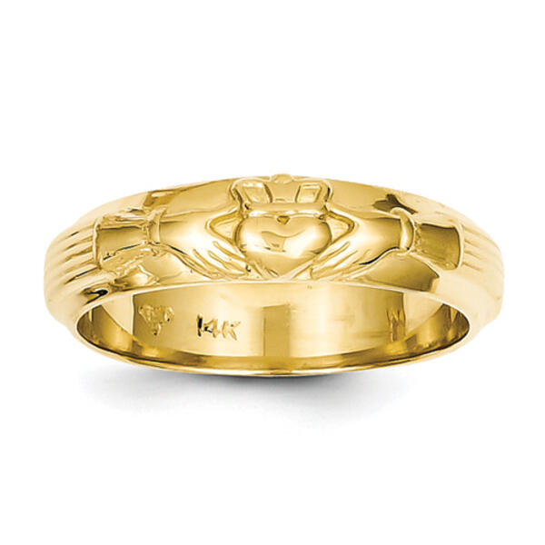 Mens Gold Classics&#40;tm&#41; 14kt. Thin Gold Claddagh Band Ring - image 