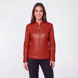 Womens Kasper Long Sleeve Zipper Solid Motorcycle Jacket