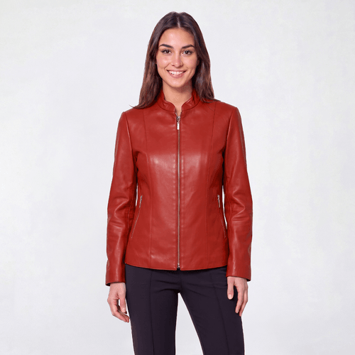 Womens Kasper Long Sleeve Zipper Solid Motorcycle Jacket