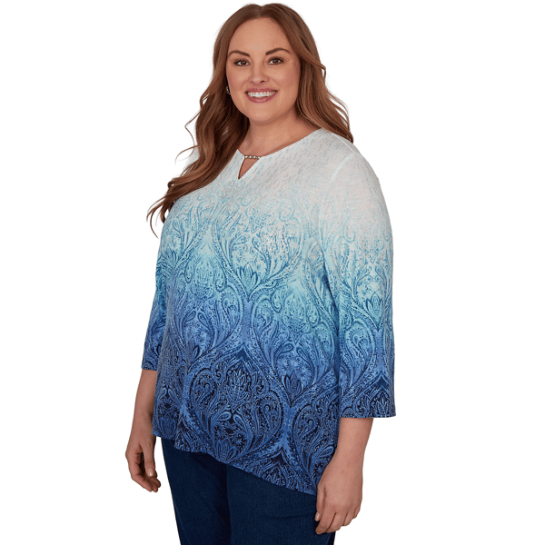 Plus Size Alfred Dunner Classics 3/4 Sleeve Ombre Blouse