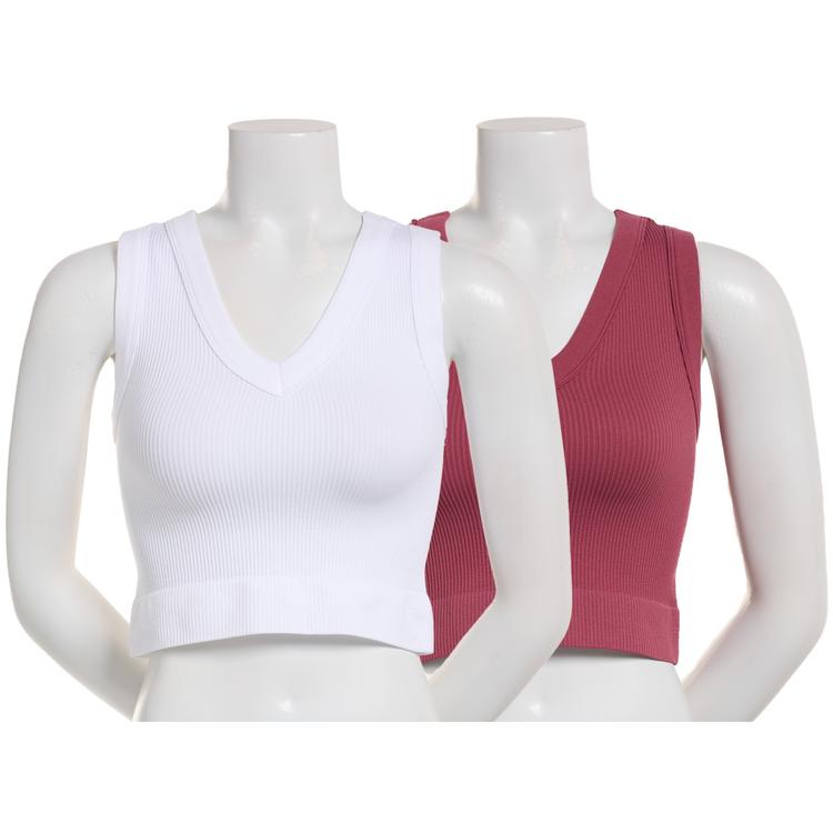 Juniors One Step Up 2pk. Ribbed V-Neck Tank Tops