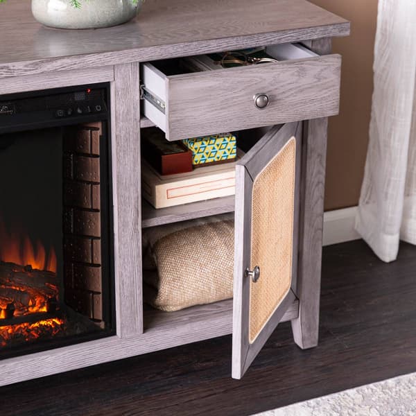 Southern Enterprises Edderton Electric Fireplace w/ Media Storage