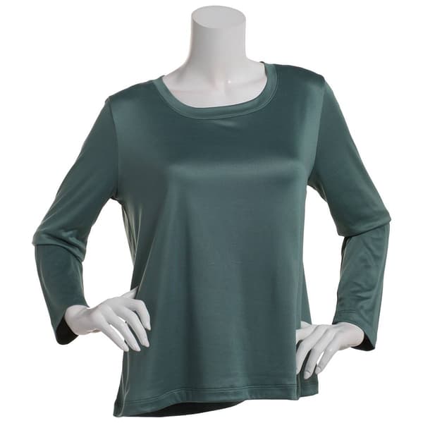 Womens Jaclyn Long Sleeve Solid Scoop Neck Tee - image 