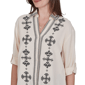 Womens Ruby Rd. Tropical Noir Roll Tab Sleeve Front Button Blouse - image 5