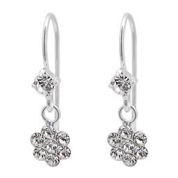 Marsala Sterling Silver Crystal Flower Drop Earrings