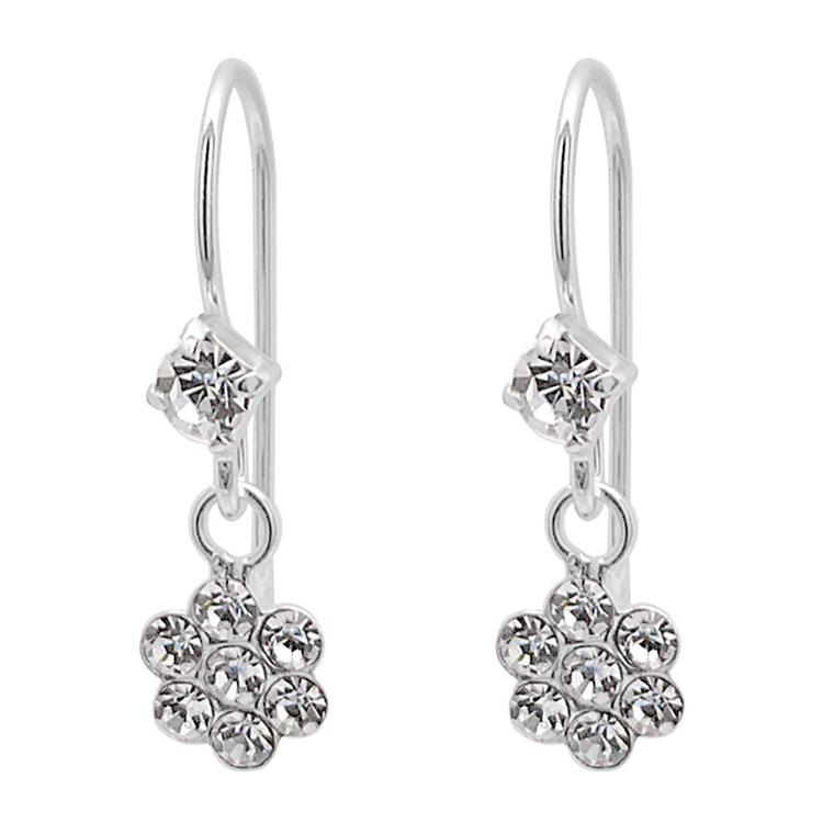 Marsala Sterling Silver Crystal Flower Drop Earrings