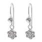 Marsala Sterling Silver Crystal Flower Drop Earrings - image 1