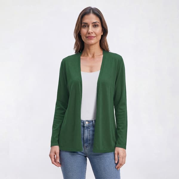 Womens Kasper Long Sleeve Open Front A-Line Cardigan