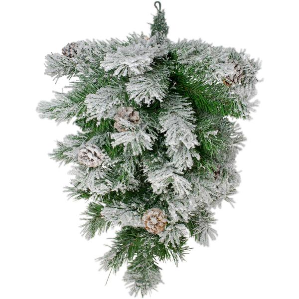 Northlight Seasonal 22in. Snowy Pine Cones Christmas Door Swag - image 