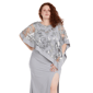 Plus Size R&M Richards Floral Sequin Poncho Overlay Sheath Dress - image 3