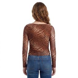 Juniors Madden Girl Long Sleeve Mesh Tiger Print Top