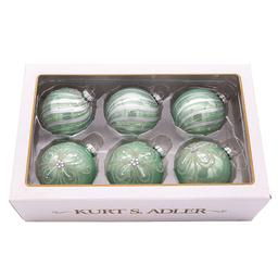 Kurt Adler 6pc. Silver & Pale Aqua Embellished Ball Ornaments Set