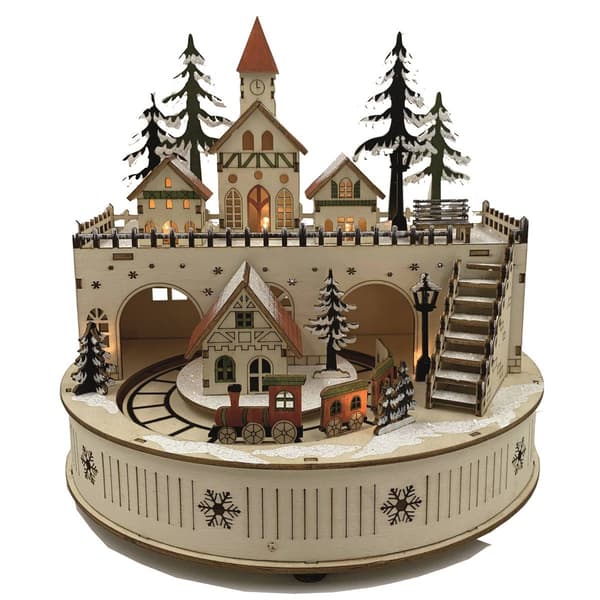 Santa''s Workshop 10.5in. Train Under Town Musical - image 