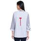 Womens Ali Miles 3/4 Sleeve Mix Media Patchwork Blouse - image 2