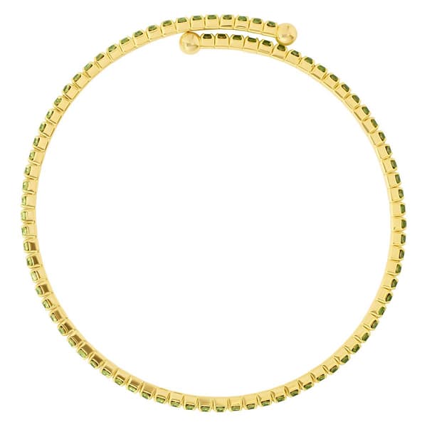 Athra 14kt. Gold over Brass & Light Green Crystal Coil Bracelet