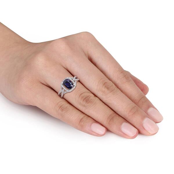 Gemstone Classics&#8482; 10kt. White Gold Lab Created Sapphire Ring