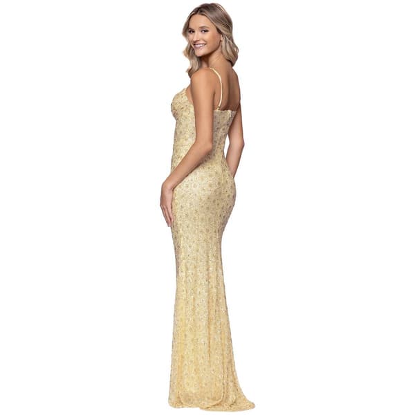 Juniors Blondie Nites Bead Like Sequin Drape Neck Sheath Dress
