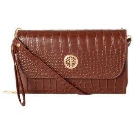 Womens Sasha Croco Flap Over Wallet On A String