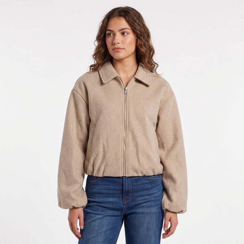 Juniors Love Tree Faux Wool Zip Front Jacket