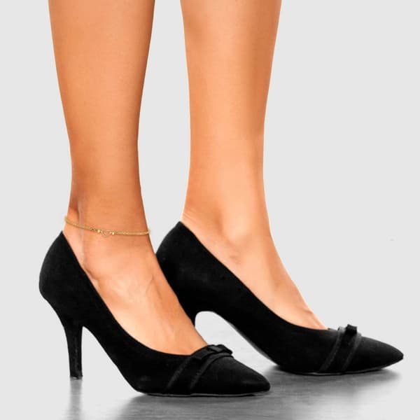 14k Gold Polished Open Heart 10in. Anklet