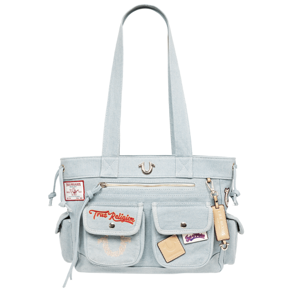 True Religion Multi-Patch Denim Tote - image 