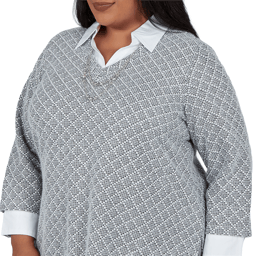 Plus Size Alfred Dunner Vail Diamond Texture Two in One Blouse