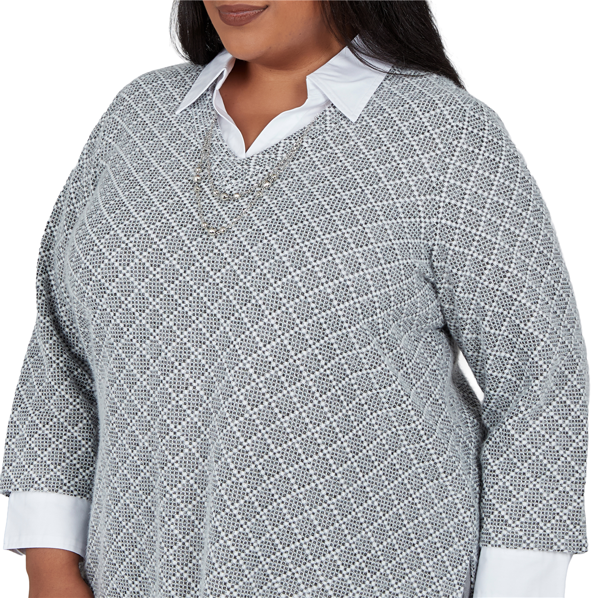 Plus Size Alfred Dunner Vail Diamond Texture Two in One Blouse