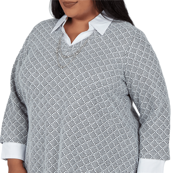 Plus Size Alfred Dunner Vail Diamond Texture Two in One Blouse