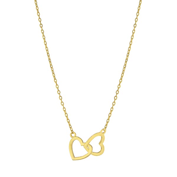 Athra Gold Over Sterling Silver Double Linked Heart Necklace - image 