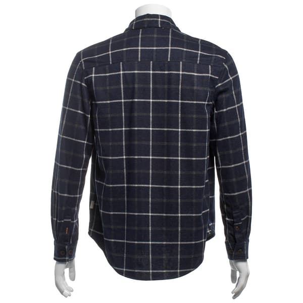 Mens Rainforest Polyester Flannel Shirt - Navy Plaid