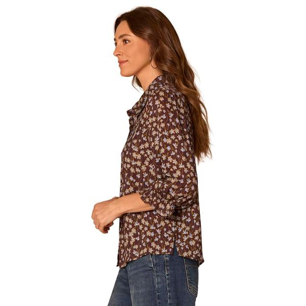 Womens Democracy 3/4 Sleeve Ditsy Floral Button Front Blouse