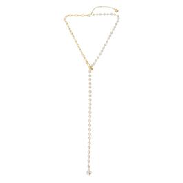 Steve Madden Pearl Strand & Chain Safety Pin Y-Necklace