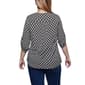 Womens NY Collection 3/4 Sleeve Geometric Zip V-Neck Blouse - image 2