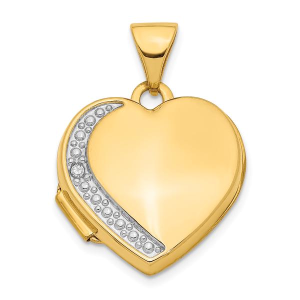 Gold Classics(tm) 14kt. Gold Diamond 16mm Heart Locket Pendant - image 
