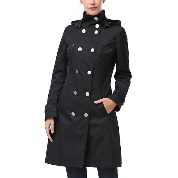 Womens BGSD Waterproof Hooded Button Closure Trench Coat