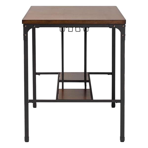 Baxton Studio Vintner Industrial Pub Table w/ Built-In Wine Cage