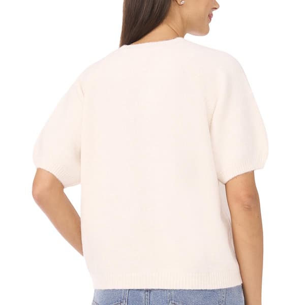 Womens Cece Short Sleeve Floral Embroidery Sweater