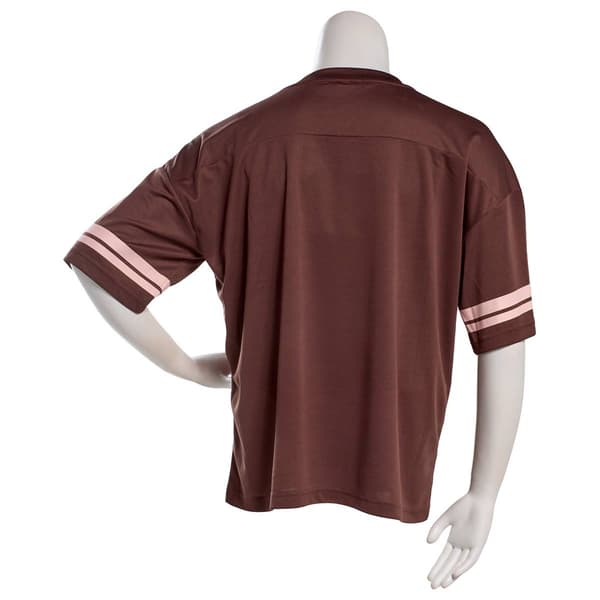 Juniors Derek Heart Mesh Oversized Boxy Football Tee- Brown