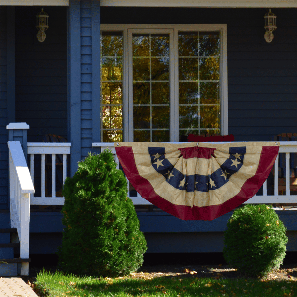 Northlight Tea-Stained Pleated USA Patriotic Bunting Flag
