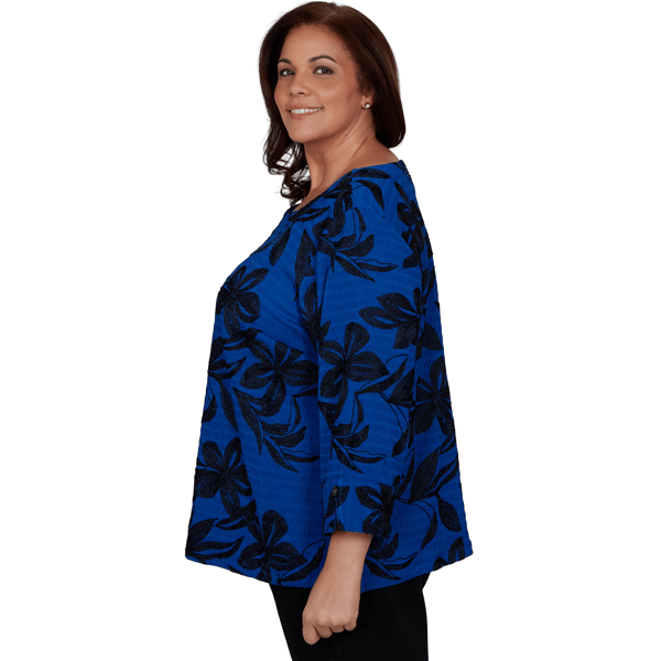 Plus Size Alfred Dunner Dinner Theater Textured Floral Blouse