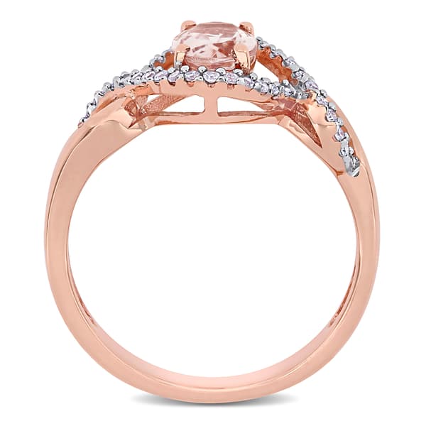 Gemstones Classics&#8482; 10kt. Rose Gold Morganite & Diamond Halo Ring