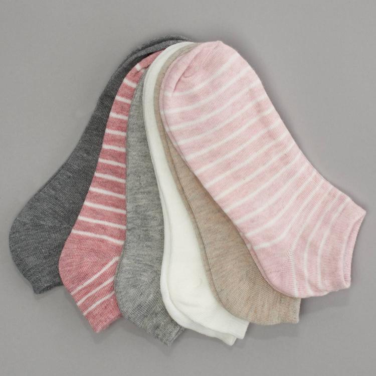 Womens Cuddl Duds 6pk. Breton Stripe Low Cut Socks
