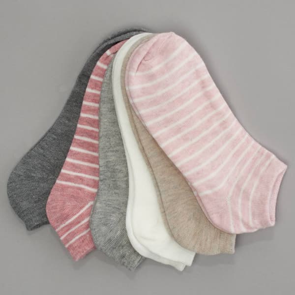 Womens Cuddl Duds 6pk. Breton Stripe Low Cut Socks - image 