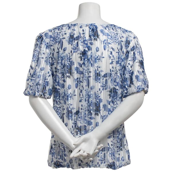 Womens Sara Michelle Balloon Sleeve Bubble Hem Floral Blouse