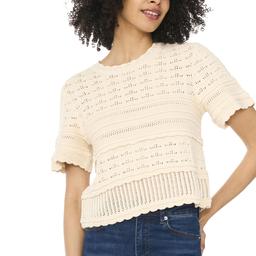 Womens Cece Short Sleeve Open Knit Crochet Sweater