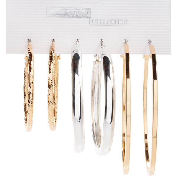 Design Collection Silver Multi Textured  Polished Earrings - image 