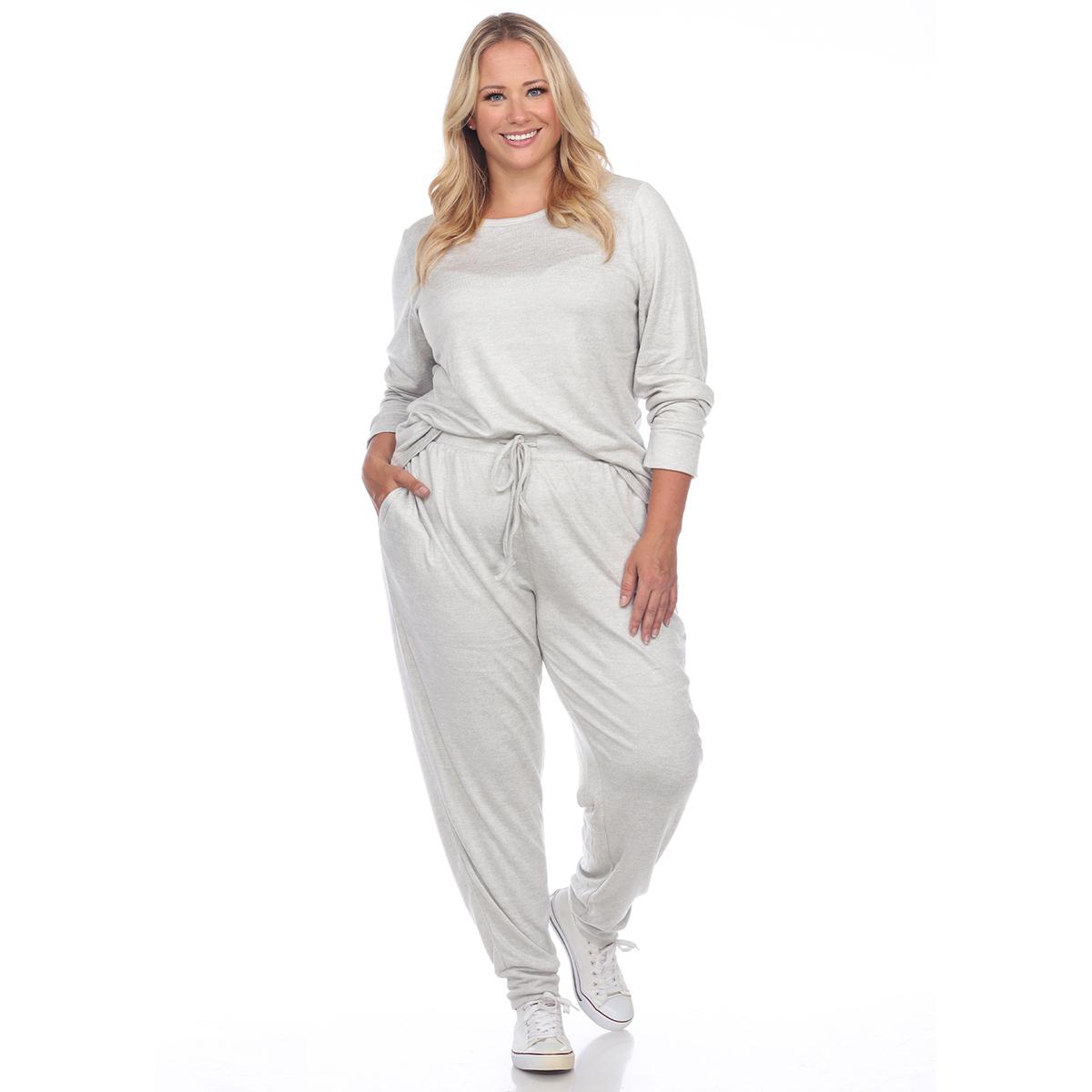 Plus Size White Mark Two Piece Pants Set
