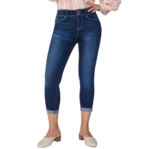 Petite Royalty Basic Two Button Roll Cuff Ankle Jeans - image 
