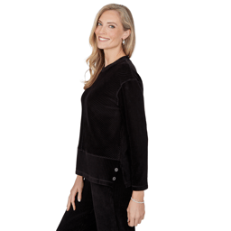 Womens Alfred Dunner Weekend Warrior Velour Chevron Sweatshirt