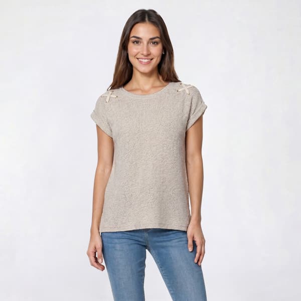 Plus Size Robert Louis Short Sleeve Round Neck Popcorn Sweater - image 